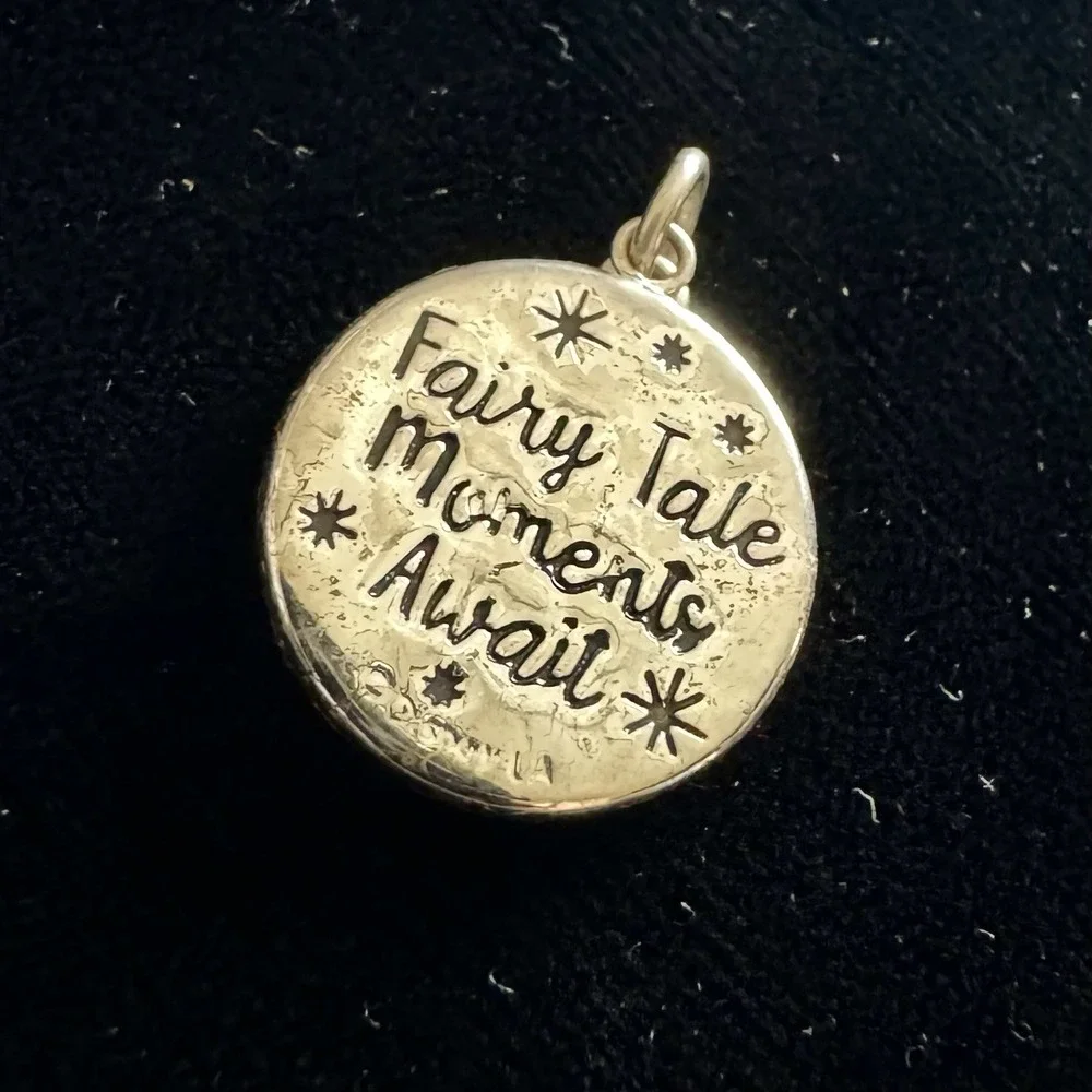 Disney Fairy Tale Moments Await Pendant Silver Plated Round Cinderella Charm